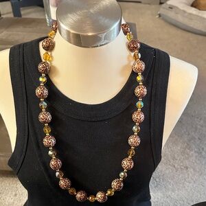 Leopard Print Beaded Necklace